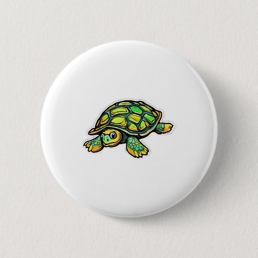 Schildpad Dier Schildpad Groen Ronde Button 5,7 Cm (Voorkant)