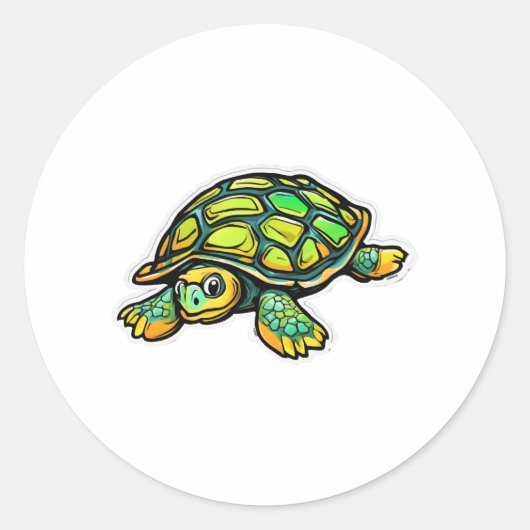 Schildpad Dier Schildpad Groen Ronde Sticker (Voorkant)