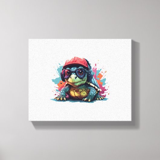 schildpad dierlijke kunst Ik cool schattig schildp Canvas Afdruk (Voorkant)