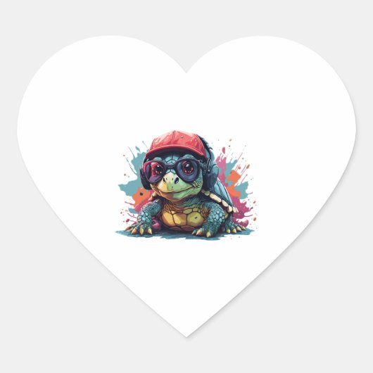 schildpad dierlijke kunst Ik cool schattig schildp Hart Sticker (Voorkant)