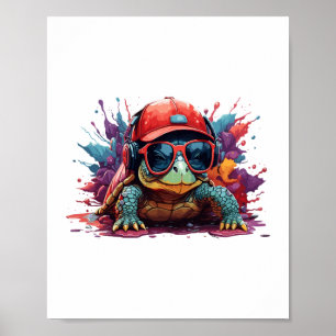 schildpad dierlijke kunst Ik cool schattig schildp Poster
