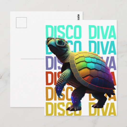 Schildpad Disco Diva Briefkaart (Voorkant / Achterkant)