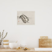 Schildpad door Kono Bairei (1844-1895) Poster (Keuken)