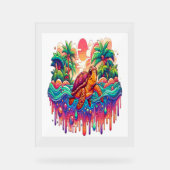 Schildpad drijft in vloeibare tuin. acryl bord (Voorkant)