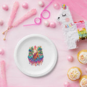 Schildpad drijft in vloeibare tuin. papieren bordje (Feest)