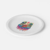 Schildpad drijft in vloeibare tuin. papieren bordje (Gekanteld)