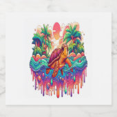 Schildpad drijft in vloeibare tuin. sparkling wijnetiket (Enkel label)