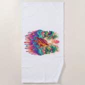 Schildpad drijft in vloeibare tuin. strandlaken (Voorkant)