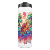 Schildpad drijft in vloeibare tuin. thermosbeker (Voorkant)