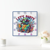 Schildpad drink op een skateboard! vierkante klok (Huis)