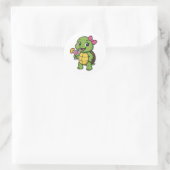 Schildpad drinkt cocktail ronde sticker (Tas)