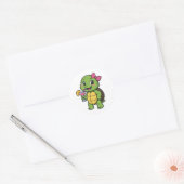 Schildpad drinkt cocktail ronde sticker (Envelop)