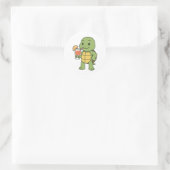 Schildpad drinkt cocktail  ronde sticker (Tas)