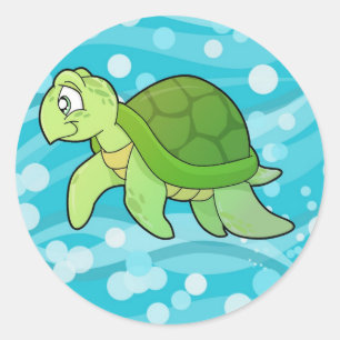 Schildpad en Bubble Zee Ronde Sticker