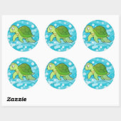 Schildpad en Bubble Zee Ronde Sticker (Vel)