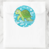 Schildpad en Bubble Zee Ronde Sticker (Tas)