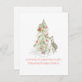 Schildpad en eekhoorn met een late kerstboom feestdagenkaart (Voorkant / Achterkant)