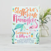 Schildpad en Flamingo Verjaardagsfeestuitnodiging Kaart (Staand voorkant)