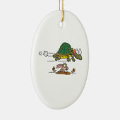 schildpad en haas grappige fabel cartoon keramisch ornament (Rechts)