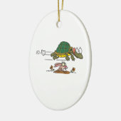 schildpad en haas grappige fabel cartoon keramisch ornament (Links)