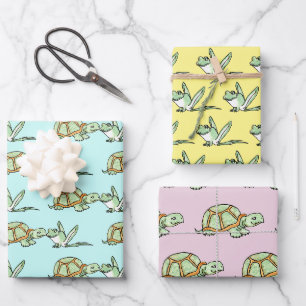 Schildpad en kikker inpakpapier vel