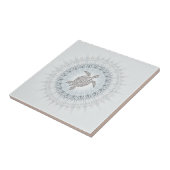 Schildpad en Mandala Grayish Blue Taupe Tegeltje (Zijkant)