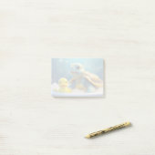 Schildpad en rubber eend in bad gedempt post-it® notes (Op bureau)