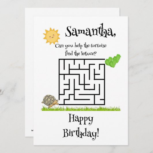 Schildpad en sla, verjaardagskaarten (Voorkant / Achterkant)