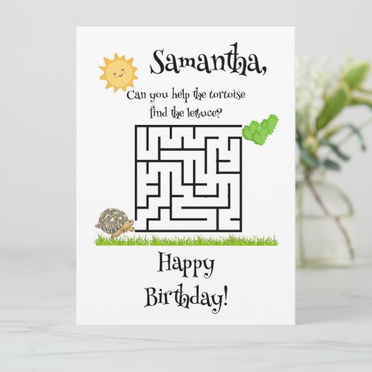 Schildpad en sla, verjaardagskaarten (Staand voorkant)