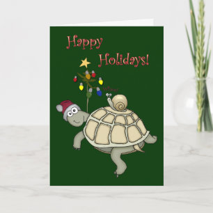 Schildpad en slak Kerstmis Feestdagen Kaart