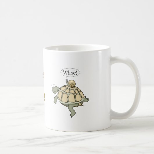 Schildpad en slak.  Waar! Koffiemok (Rechts)