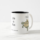 Schildpad en slak. Waar! Tweekleurige Koffiemok (Voorkant rechts)