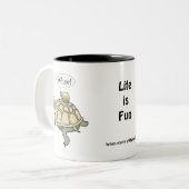 Schildpad en slak.  Waar! Tweekleurige Koffiemok (Voorkant links)