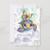 Schildpad en Vlinder Baby Douche Uitnodigingen (Achterkant)