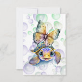 Schildpad en Vlinder Baby shower Dank u Kaarten (Achterkant)