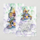 Schildpad en Vlinder Baby shower Dank u Kaarten (Voorkant / Achterkant)