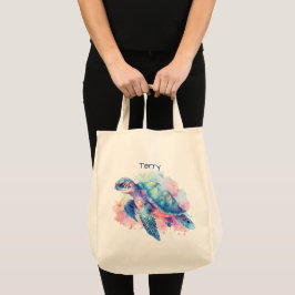 Schildpad en walvis gepersonaliseerd tote bag