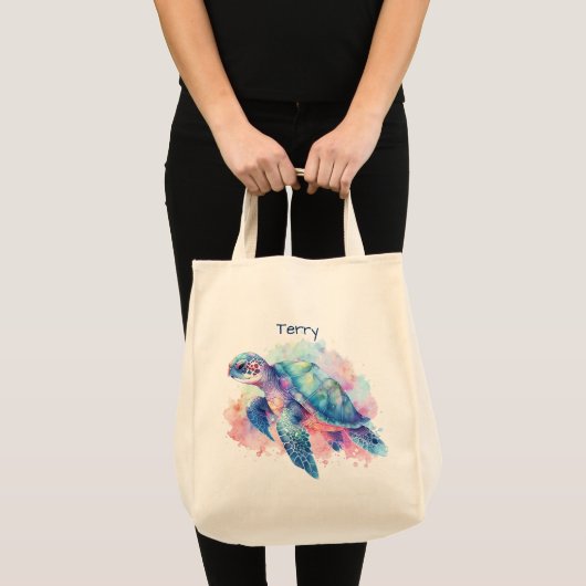 Schildpad en walvis gepersonaliseerd tote bag (Voorkant (product))
