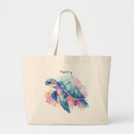 Schildpad en walvis gepersonaliseerd tote bag