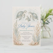 Schildpad Familie Boho Baby Shower Uitnodiging (Staand voorkant)