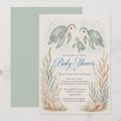 Schildpad Familie Boho Baby Shower Uitnodiging (Voorkant / Achterkant)