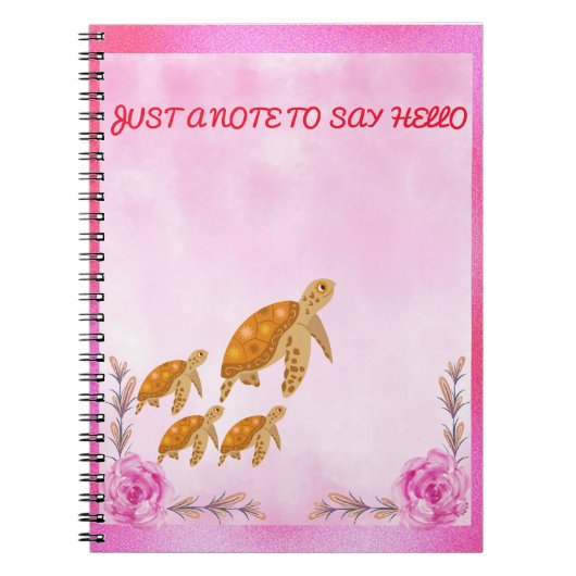 Schildpad Familie Roze Aquarel Terug Naar School M Notitieboek (Voorkant)