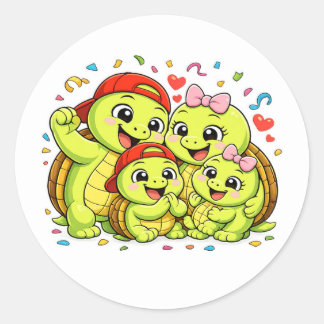 Schildpad-familiefeest Ronde Sticker