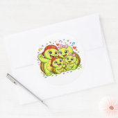Schildpad-familiefeest Ronde Sticker (Envelop)