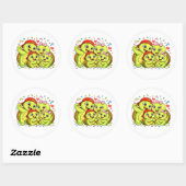 Schildpad-familiefeest Ronde Sticker (Vel)
