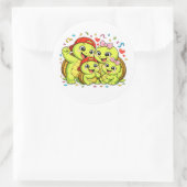 Schildpad-familiefeest Ronde Sticker (Tas)