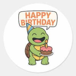Schildpad Gelukkige Verjaardag  Ronde Sticker