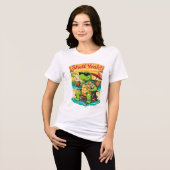 Schildpad genieten op het strand Tri-Blend shirt (Voorkant volledig)
