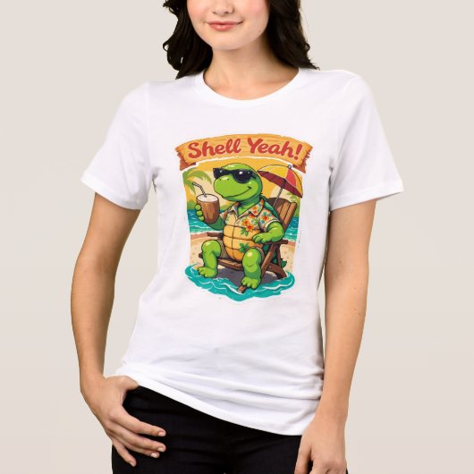 Schildpad genieten op het strand Tri-Blend shirt (Voorkant)