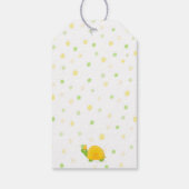 Schildpad, groen geel, kind jarig cadeaulabel (Achterkant)